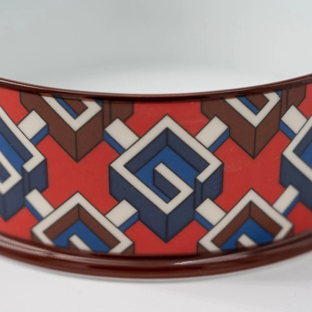 Gucci Dog Bowl Geometric G Water Food Porcelain Red Blue
